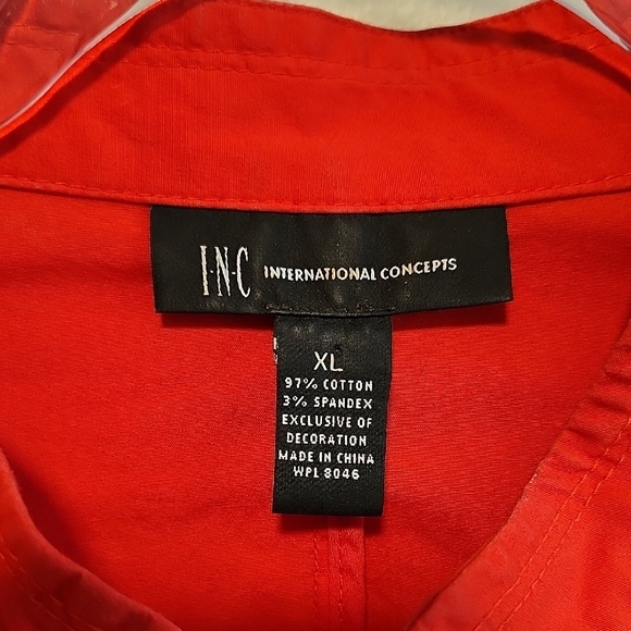 INC International Concepts Holiday Red Military Zip Up Utility Jacket XL - Picture 2 of 9